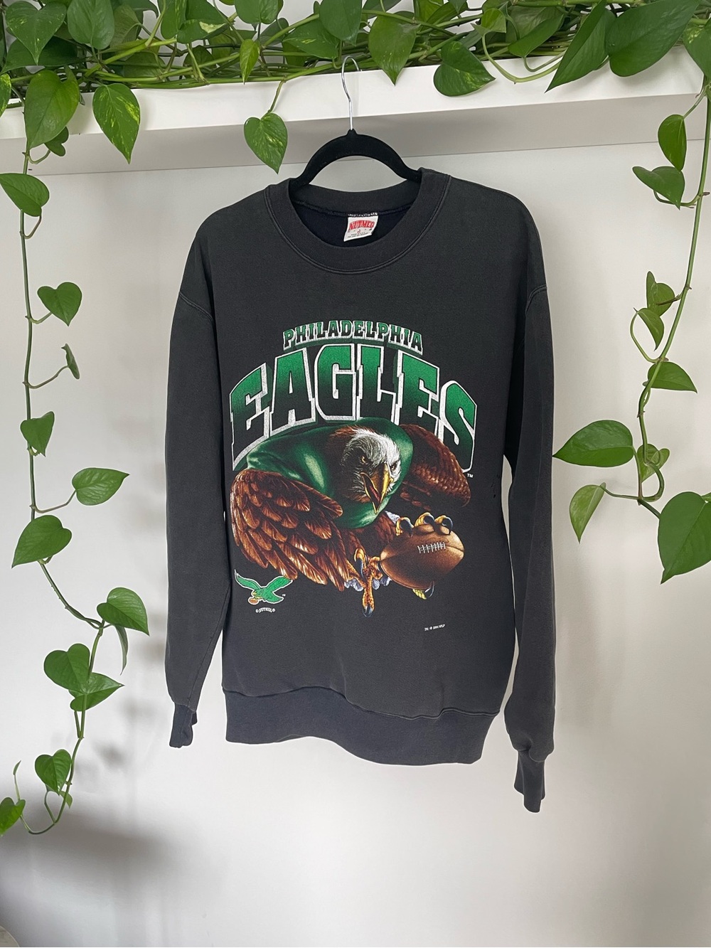 Vintage 90s Philadelphia Eagles Crewneck Sweatshirt Nutmeg 1994 Distressed